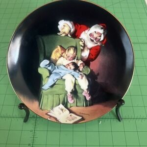 CHRISTMAS VIGIL Santa w/Sleeping Children Knowles 8.5" collector's plate 1990